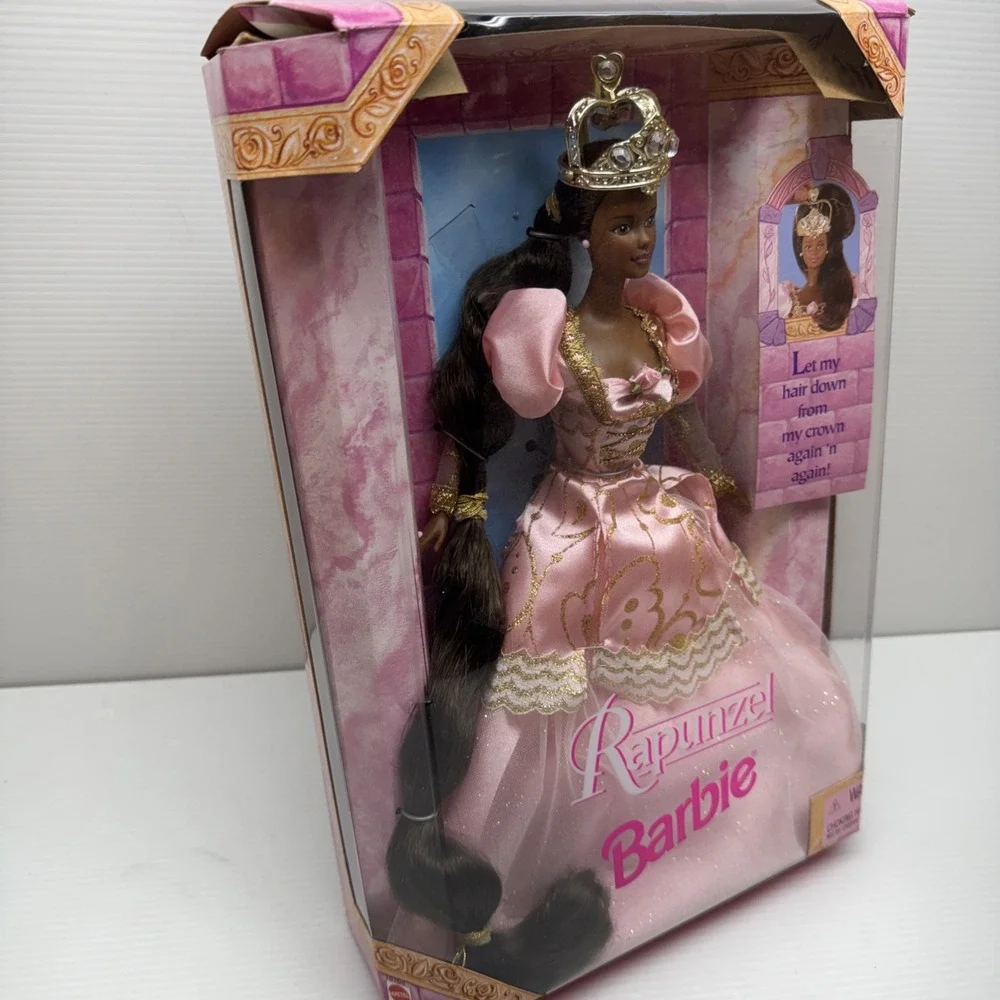 Vintage 1997 Rapunzel Barbie Doll African American Mattel 18164 Damaged Box